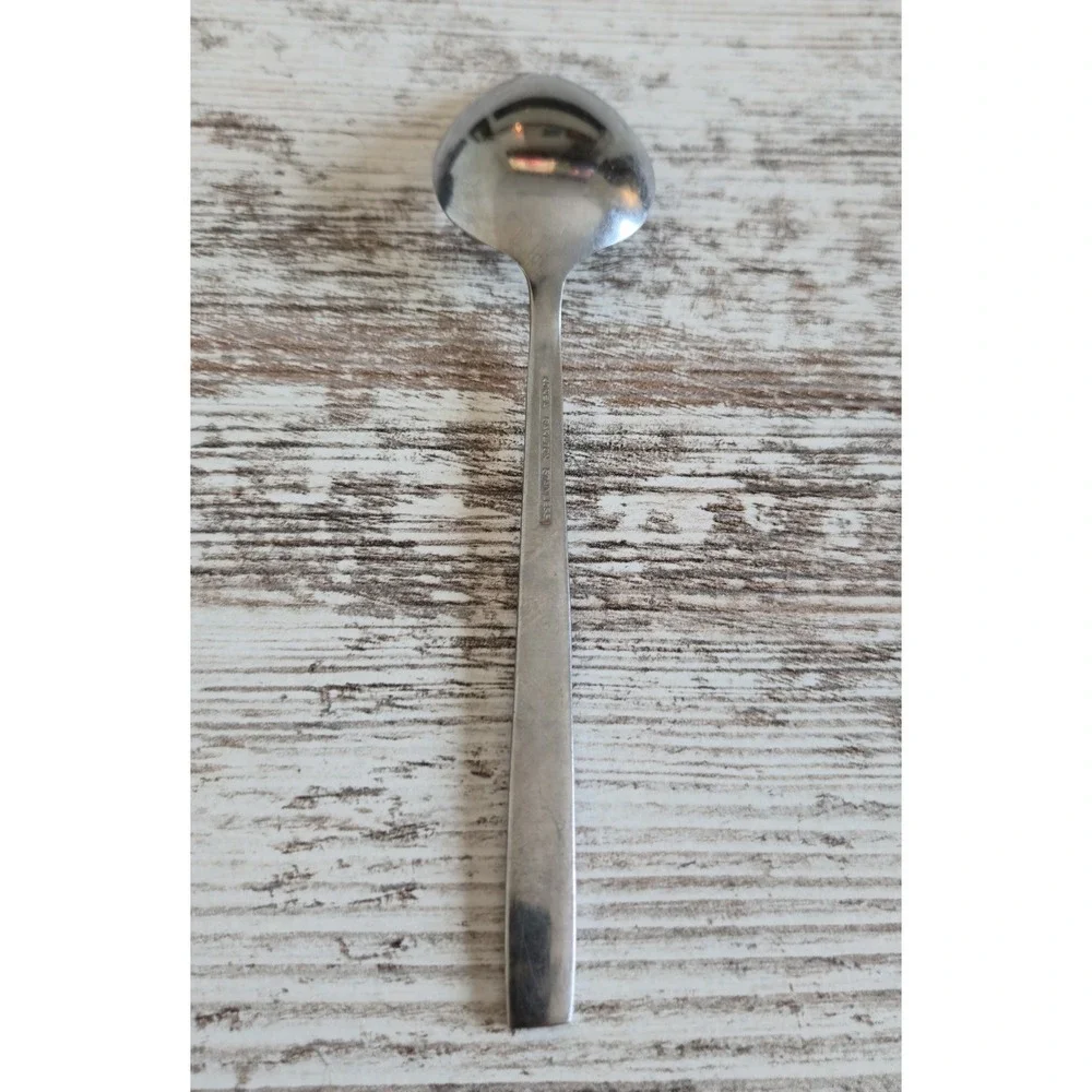 Vintage Carlton Korea Stainless Steel Tablespoons Set of 4 Frosted Leaf Pattern